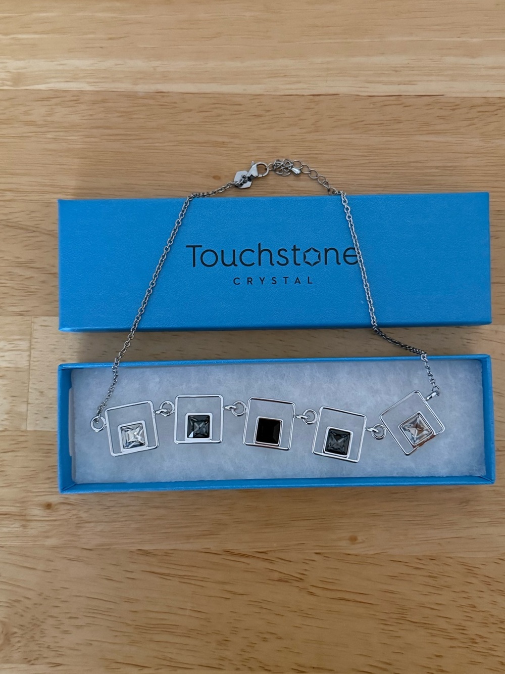 Touchstone Out of the Box Silver Tone Necklace with Black, Gray and Crystal
